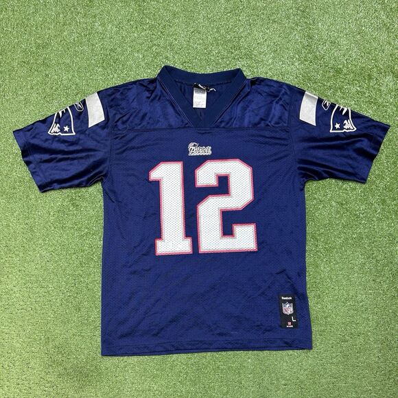 Vintage Tom Brady Reebok New England Patriots Jersey #12 Size Large 14-16 Youth - Picture 2 of 7
